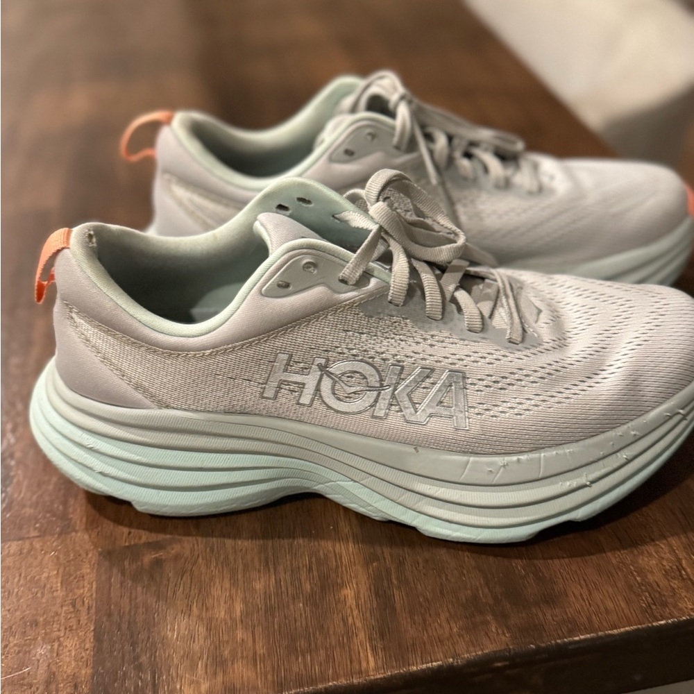 Hoka Gray and Mint Athletic Shoes